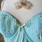 Vintage embroidered mesh cami with blue satin bust