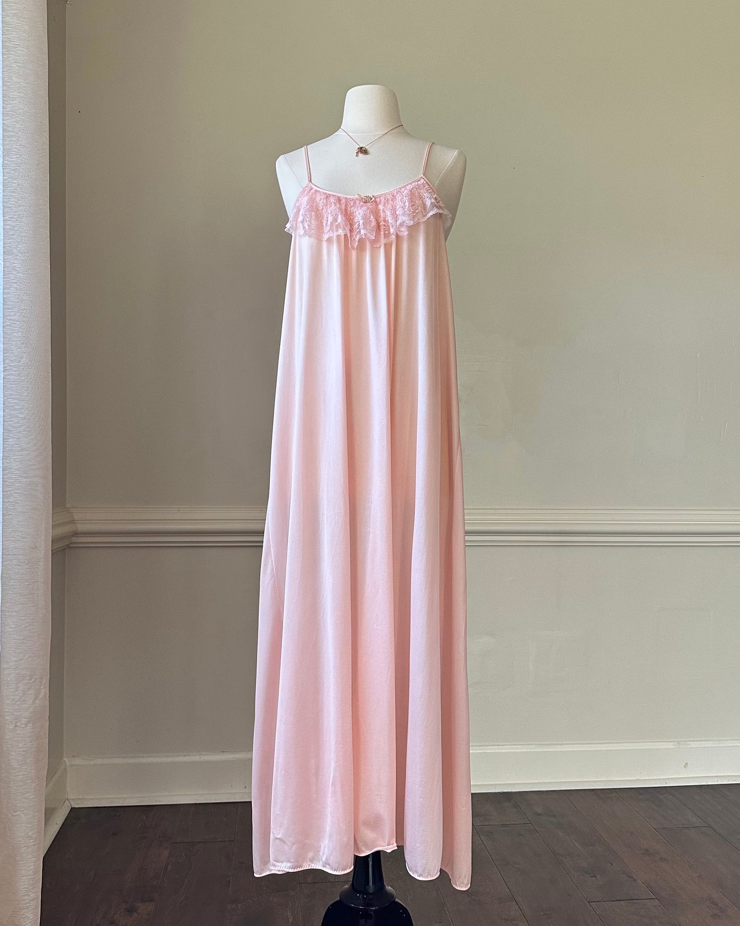 Sweet Tangerine Pink Maxi Slip Dress featuring Delicate Laced Fringe