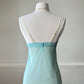 Vintage embroidered mesh cami with blue satin bust