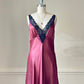 Vintage dusty rose satin dress + black lace bustier