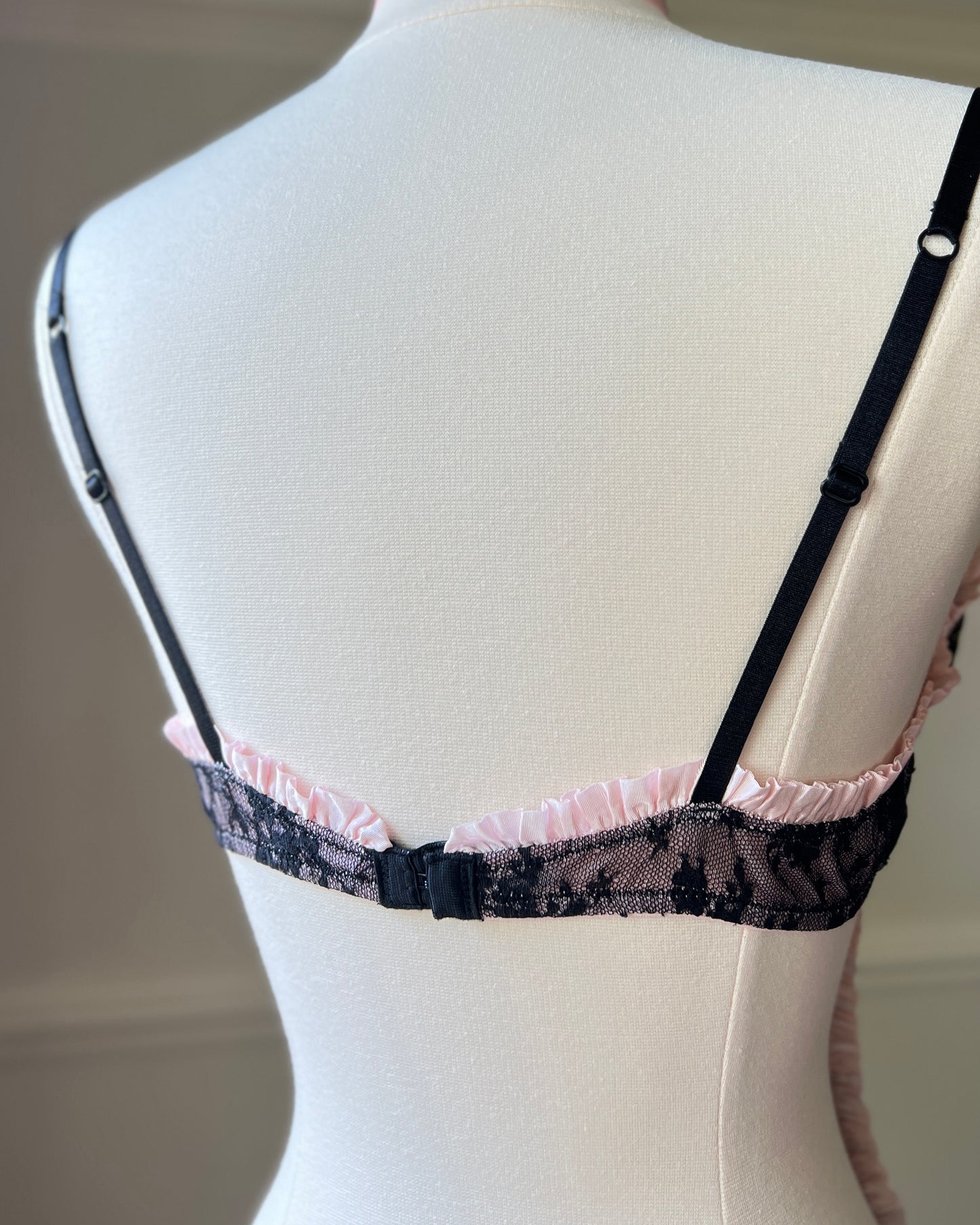 Victoria’s Secret Milkmaid Black & Pink featuring Embossed Floral Embroidery Slips