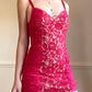 Sexy Ruched Valentine Red Dress features Rosette Embroidery