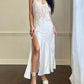 Victoria’s Secret Ethereal Satin Maxi Slip Dress in Pearl White