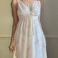 Beautifulpearl white maxi dress featuring peonies prints with plunge neckline