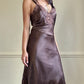 Vintage Dior brown satin lace midi slip dress