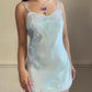 Vintage Victoria’s Secret baby blue mini slip with rosebud detail