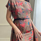 Vintage tunic-like silk dress featuring unique pattern with layered skirt