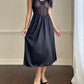 Dark Feminine Midi Dress featuring Complete Sheer Lace Bodice