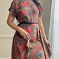 Vintage tunic-like silk dress featuring unique pattern with layered skirt