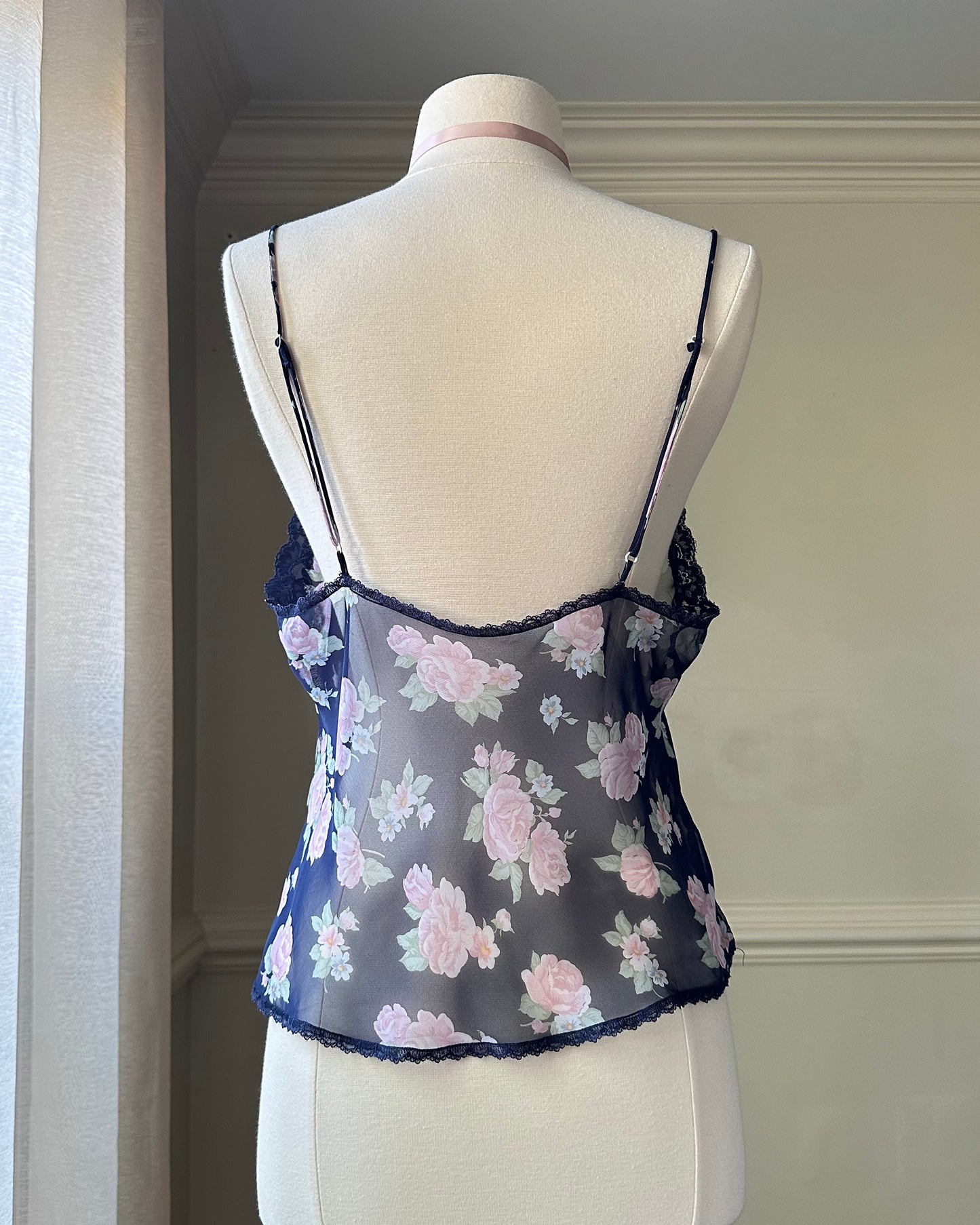 Sultry Sheer Meshed Camisole featuring Floral Prints