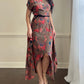 Vintage tunic-like silk dress featuring unique pattern with layered skirt