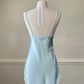 Vintage Victoria’s Secret baby blue mini slip with rosebud detail