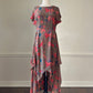 Vintage tunic-like silk dress featuring unique pattern with layered skirt