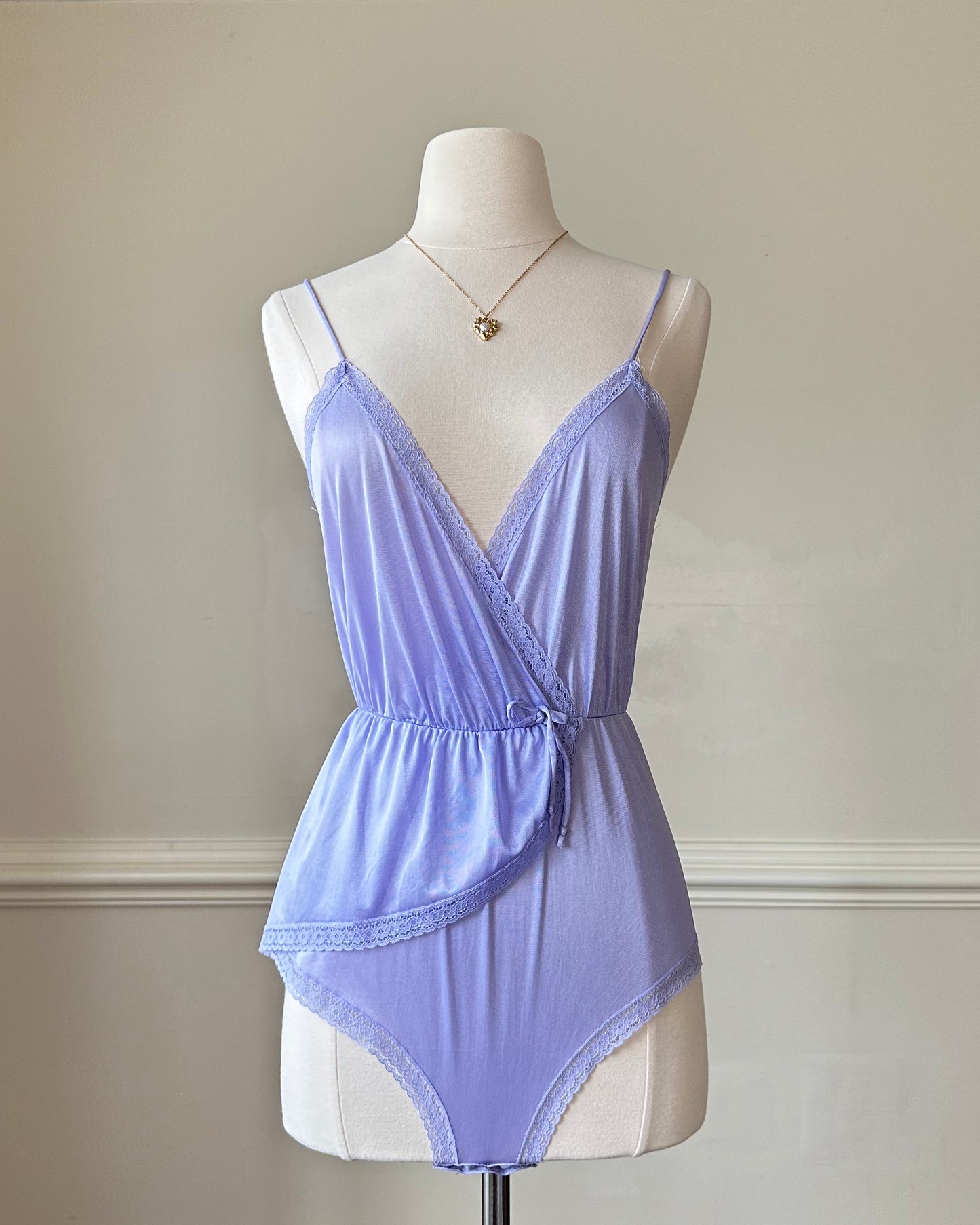 Sultry Periwinkle Bodysuit featuring Layering Details with Lace Trimmings