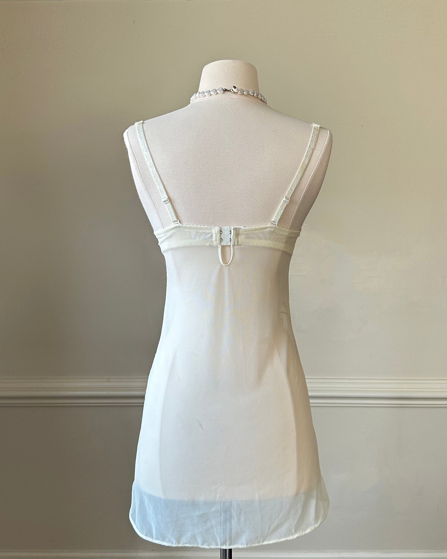 Vintage 70s Bustier Slip Dress featuring Golf Flowers Embroidery