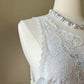 Vintage ivory satin slip dress with high neck and dreamy lace details