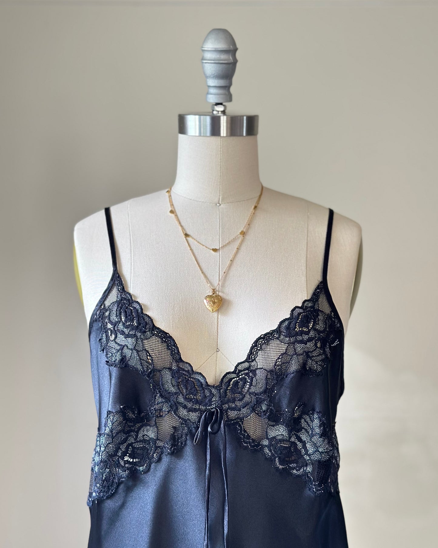 Vintage Jones New York black lace midi slip dress
