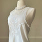 Vintage ivory satin slip dress with high neck and dreamy lace details