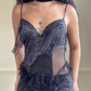 Secret Treasure exotic corset-inspired top featuring glittered tinsels