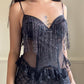 Secret Treasure exotic corset-inspired top featuring glittered tinsels