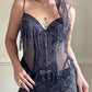 Secret Treasure exotic corset-inspired top featuring glittered tinsels