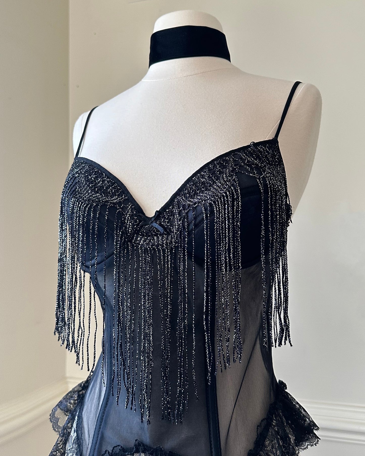 Secret Treasure exotic corset-inspired top featuring glittered tinsels