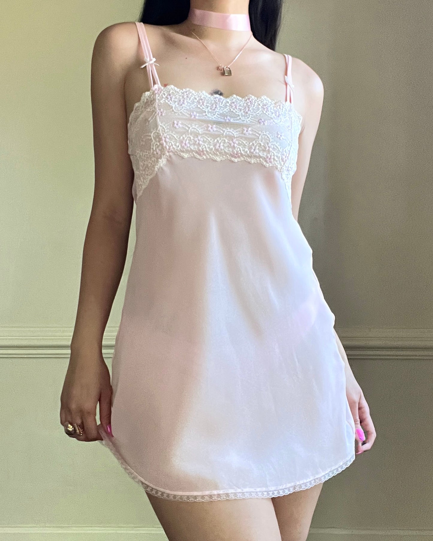 Babydoll Slip Dress featuring Daisy Embroidery Bustier