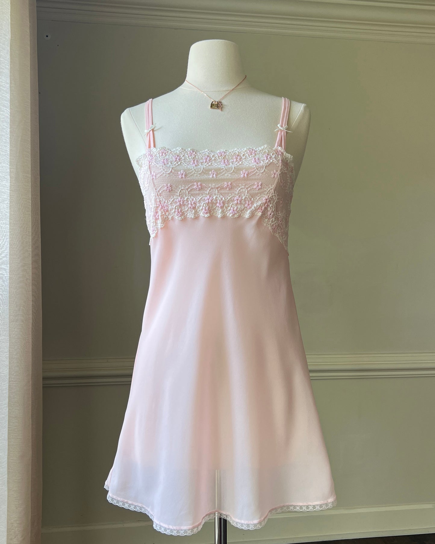 Babydoll Slip Dress featuring Daisy Embroidery Bustier