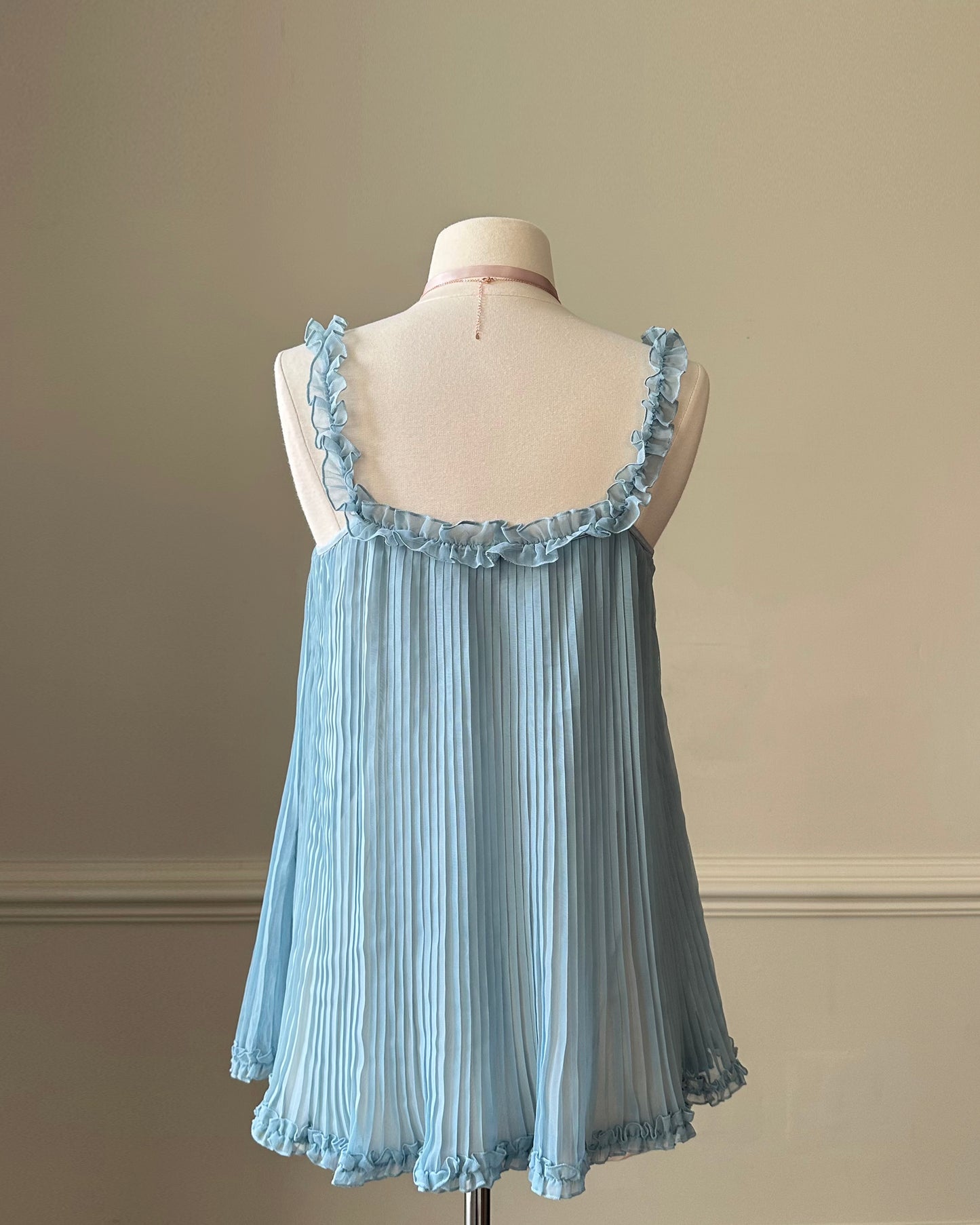 Victoria’s Secret babydoll frosted ocean blue slip dress