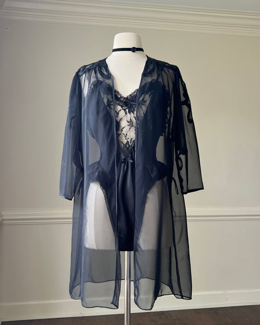 Complete Translucent Victoria’s Secret Robe in Sheer Black