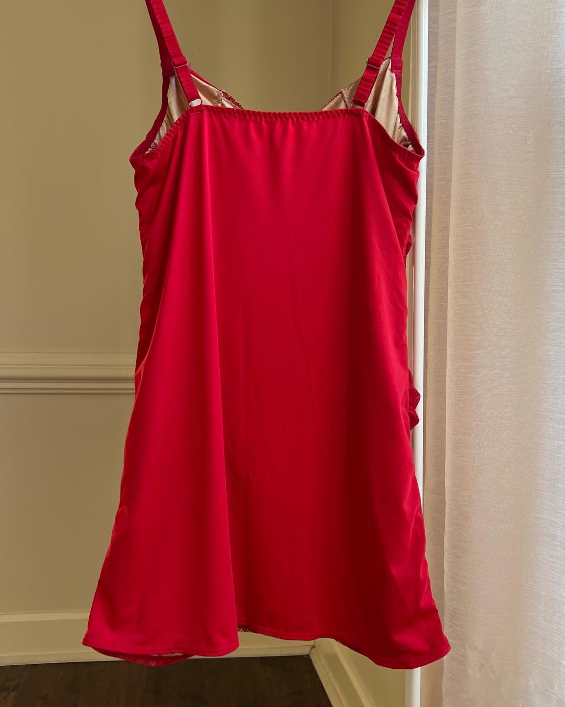 Sexy Ruched Valentine Red Dress features Rosette Embroidery