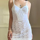 Adorable Princess Cotton Slip Dress featuring Sheer Daisy Embroidery