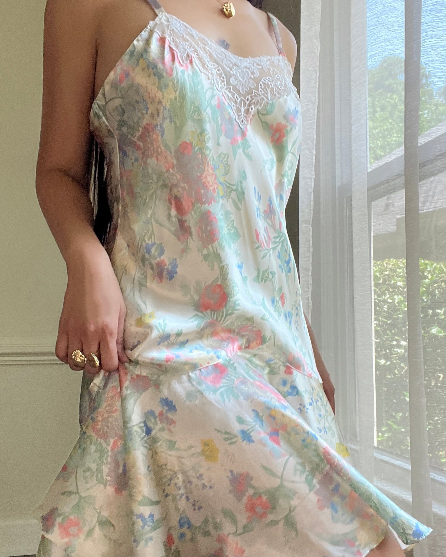 Victoria’s Secret Special Midi Dress featuring Spring Floral Prints on Satin Fabric