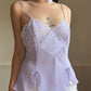 Adorable Sheer Camisole in Light Purple featuring Floral Lacing
