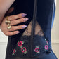 Feminine Grunge Velvet Corset featuring Embroidered Flowers Detail