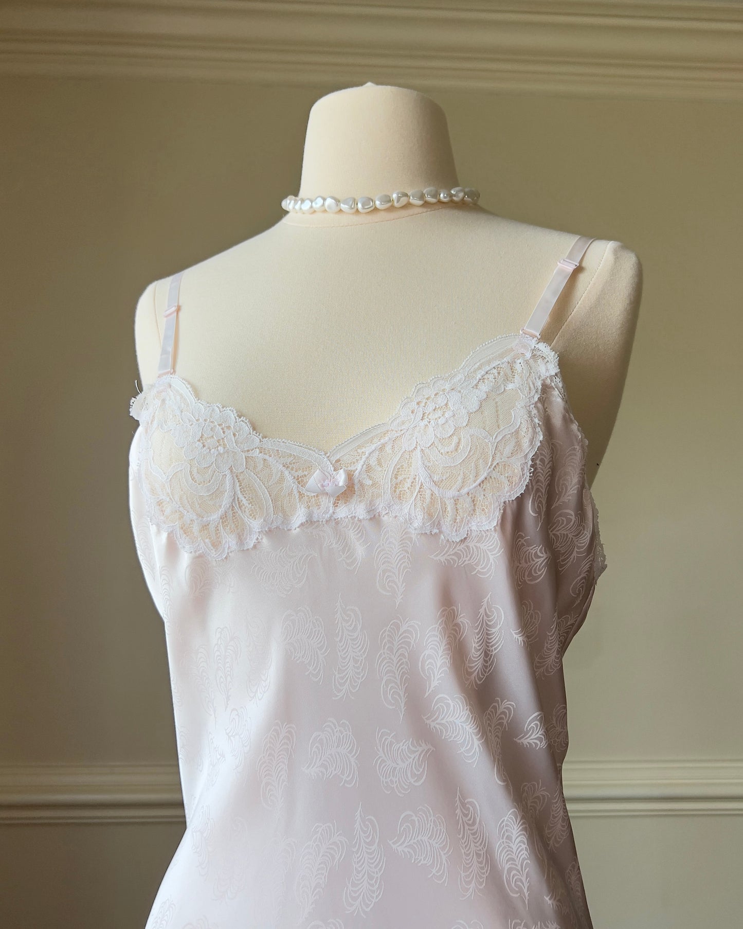 Vintage Barbizon Milky Pink Slip featuring Lace Bustier and Skirt Detail