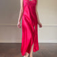 Vintage Victoria’s Secret Y2k Red Maxi Slip Dress featuring Rosette Lace Embroidery Bustier