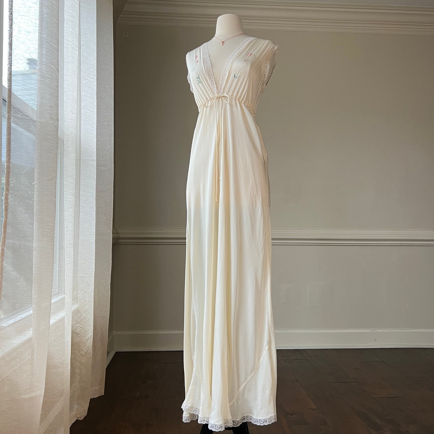 Christian Dior’s ethereal sheer maxi dress in vintage creamy